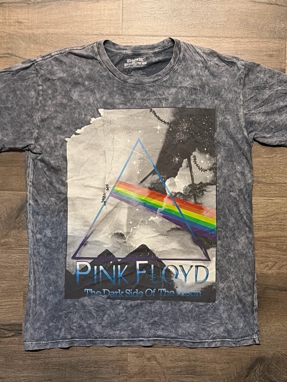 Pink Floyd The Dark Side Of The Moon Acid Wash Graphic Tee XL